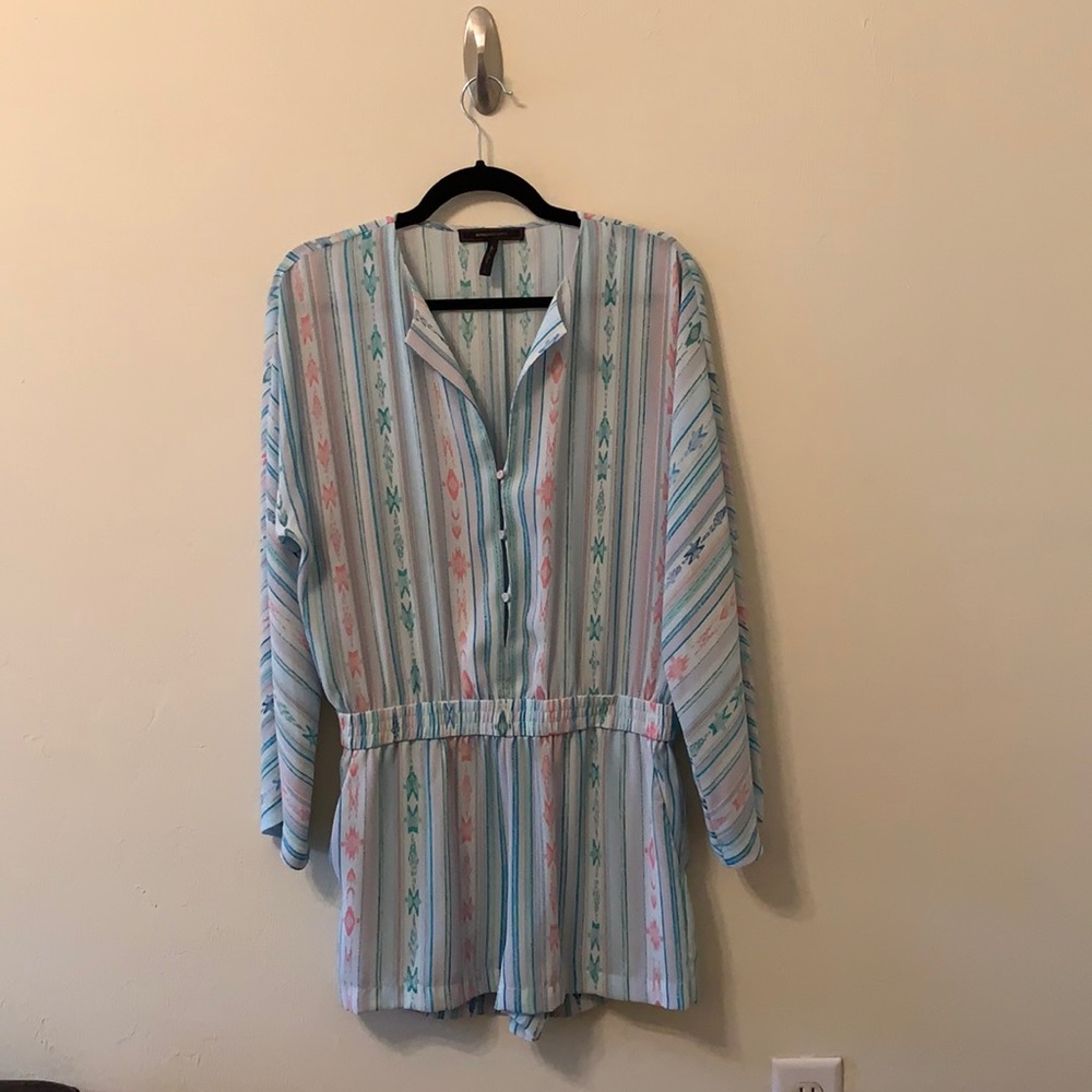 BCBG Maxazria Patterned long sleeve Romper